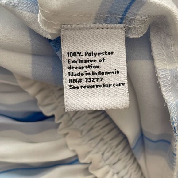 Nine West blue white accordion pleated shark bite hem high neck midi dress NEW - Picture 11 of 16